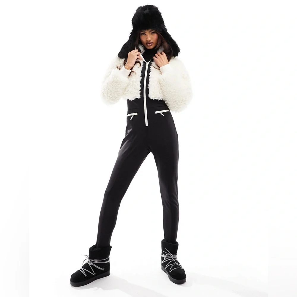 ASOS 4505 Skiing ski jumpsuit with faux fur panels and slim leg - Picture 7 of 14